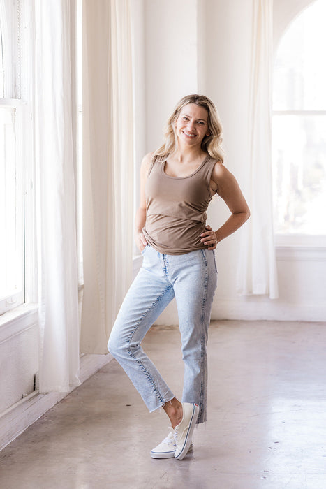 Everywhere Breastfeeding Tank Top - Americano Brown