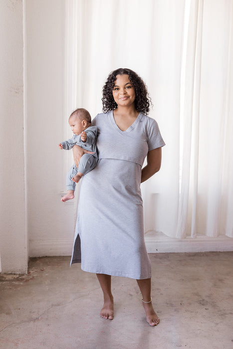 Everyday Breastfeeding Dress - Heather Gray - Nature Baby Outfitter