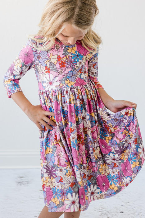 Mauve What's Up Buttercup 3/4 Sleeve Pocket Twirl Dress