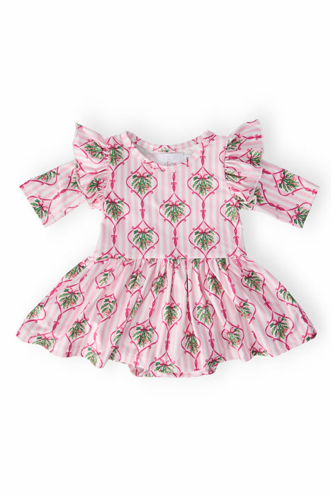 Merry Mistletoe 3/4 Sleeve Twirl Flutter Bodysuit