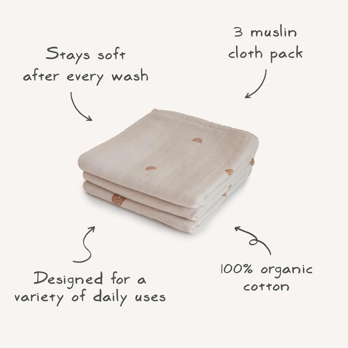 Organic Cotton Muslin Cloths 3-Pack - Nature Baby Outfitter