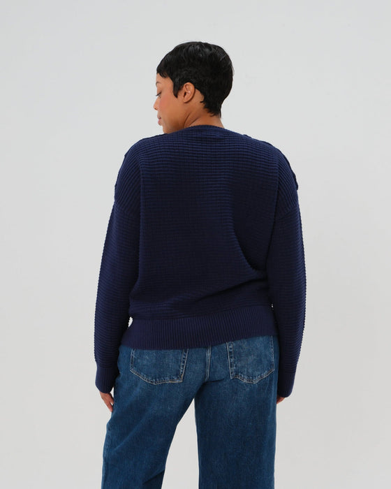 Button-Shoulder Maternity & Nursing Sweater w/Thumbhole Feature