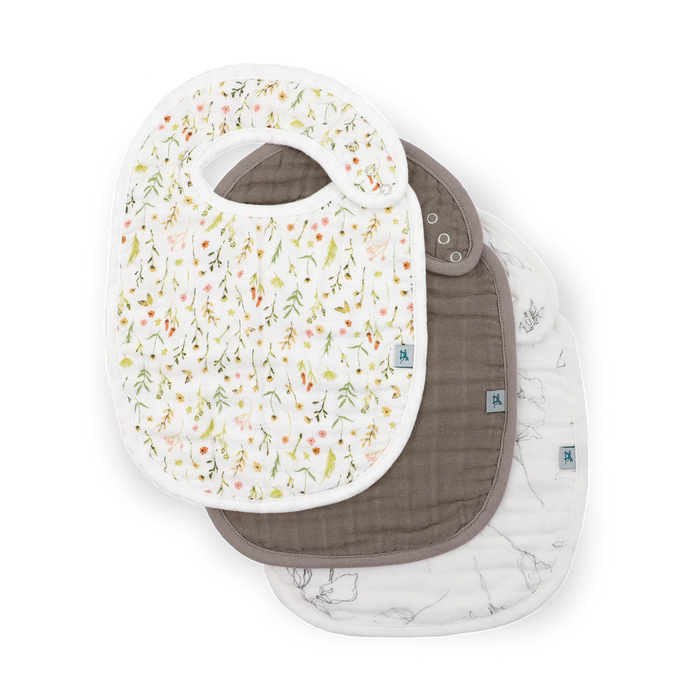 Organic Cotton Muslin Classic Bib 3 Pack Floral Field