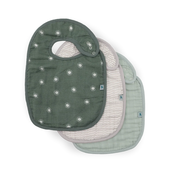 Organic Cotton Muslin Classic Bib 3 Pack Sage Suns