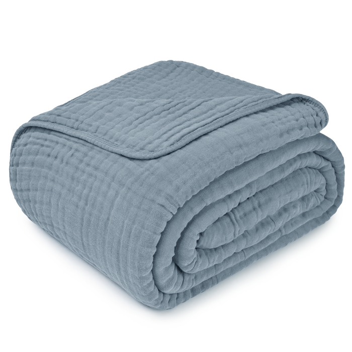Adult Muslin Blanket in Pacific Blue