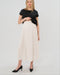 Over-Under Bump Pleated Maternity Maxi Skirt in Cream Satin - Nature Baby Outfitter