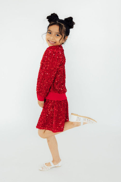 Red Velvet Sequin Twirl Skort