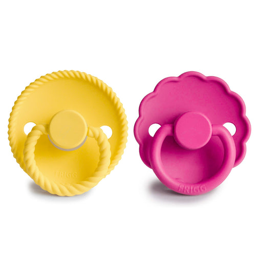 FRIGG Rope/Daisy Silicone Pacifier (Sunflower/Fuchsia) 2-Pack (6-18 Months) - Nature Baby Outfitter