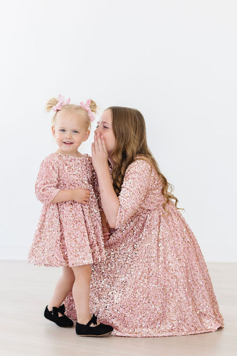 Rose Gold Velvet Sequin Dress