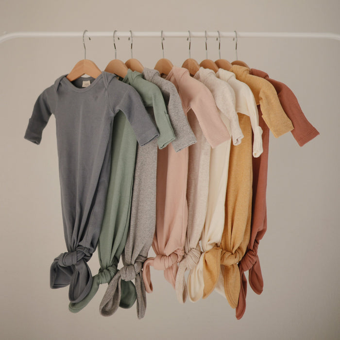 Ribbed Knotted Baby Gown - Nature Baby Outfitter