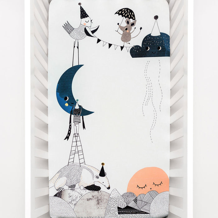 Crib sheet and Swaddle bundle - Moon's Birthday - Nature Baby Outfitter