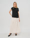 Over-Under Bump Pleated Maternity Maxi Skirt in Cream Satin - Nature Baby Outfitter