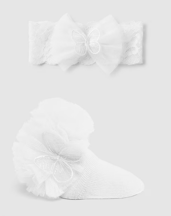White Frill Socks with Headband
