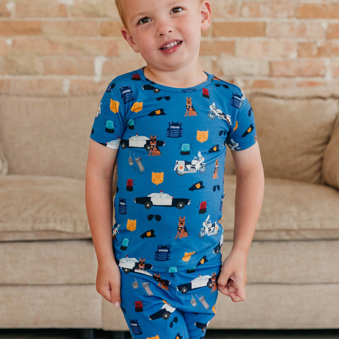 Policemen  Bamboo Two-Piece Short Sleeve Pajamas