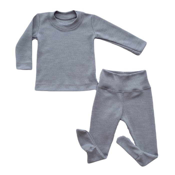 Merino Thermal Base-layer Set  - silver gray - Nature Baby Outfitter