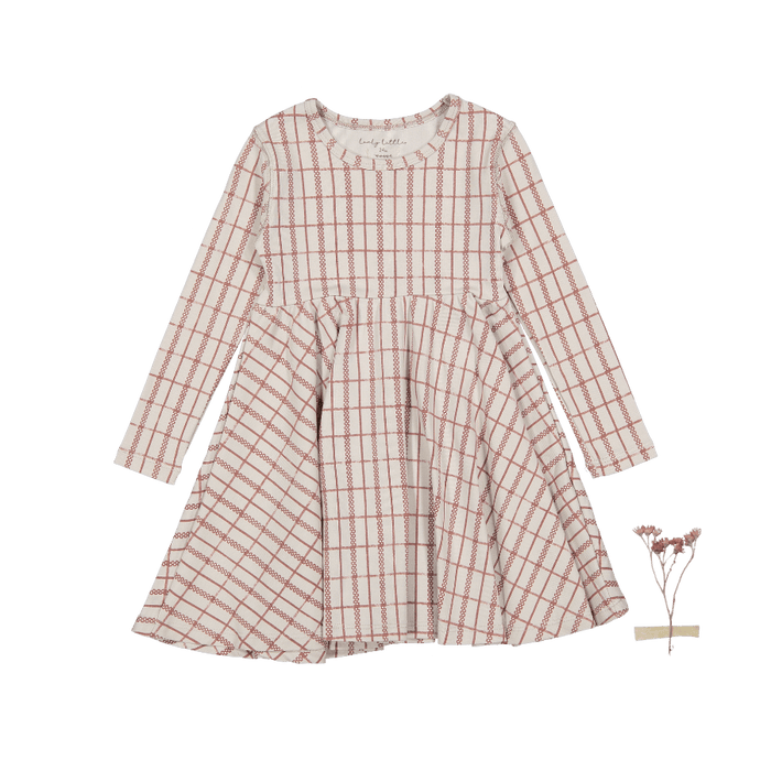 The Printed Long Sleeve Dress - Mauve Check