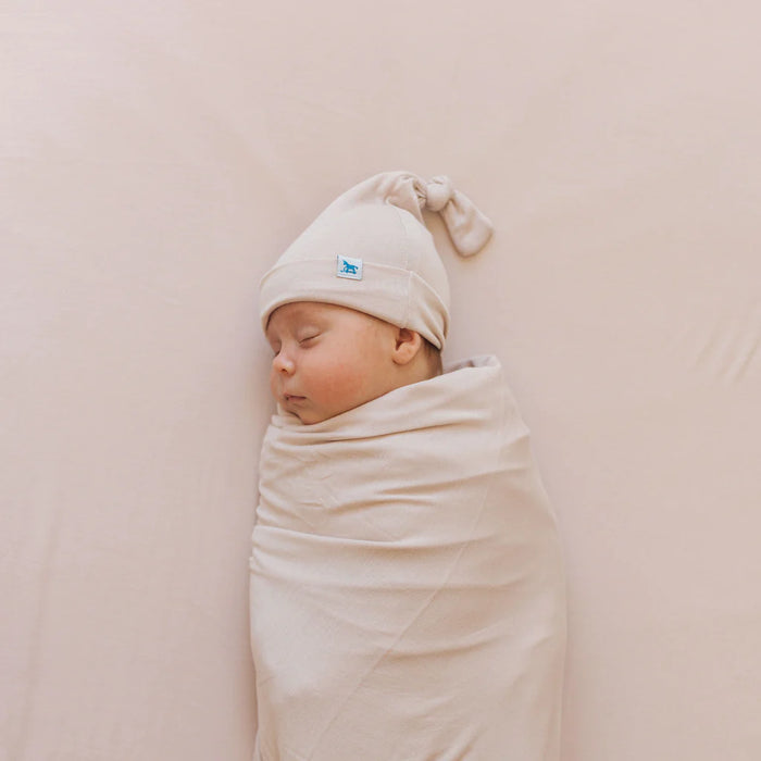 Soft Blush Stretch Knit Swaddle & Hat Set