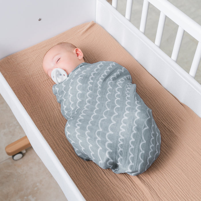 Muslin Swaddle Blanket, 47” x 47” in Rain & Doodle, 2 Pack