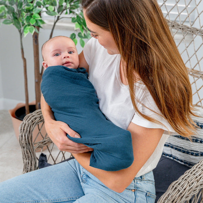 Muslin Swaddle Blanket, 47” x 47” in Neptune, 1 Pack