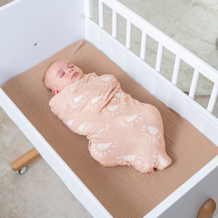 Muslin Swaddle Blanket, 47” x 47” in Sun & Rainbow, 2 Pack