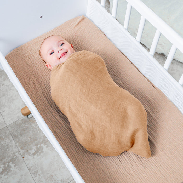 Muslin Swaddle Blanket, 47” x 47” in Caramel, 1 Pack