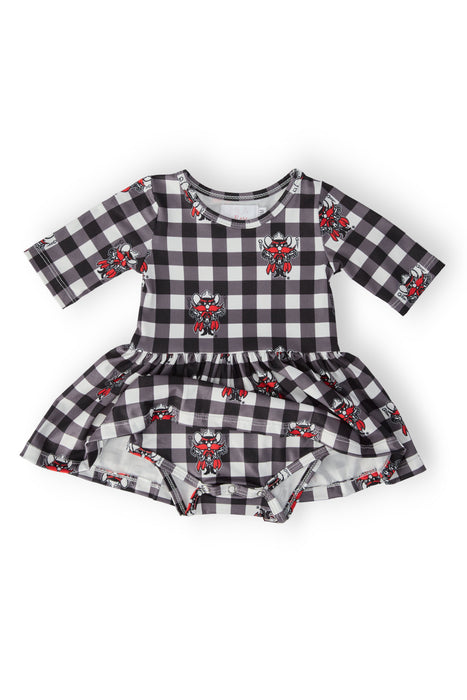 Texas Tech Plaid Raider Red 3/4 Sleeve Twirl Bodysuit