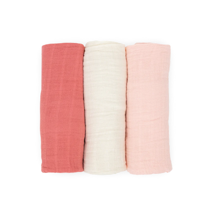 Rose Petal Cotton Muslin Swaddle Blanket Set - 3 Pack
