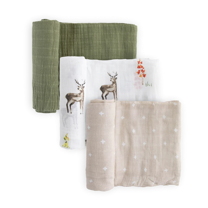 Oh Deer 2 Cotton Muslin Swaddle Blanket Set - 3 Pack