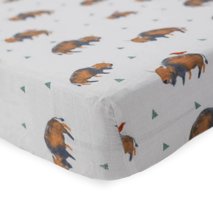 Bison Cotton Muslin Crib Sheet