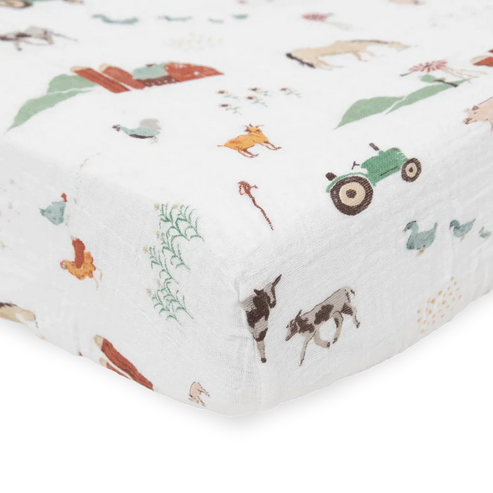 Farmyard Cotton Muslin Crib Sheet