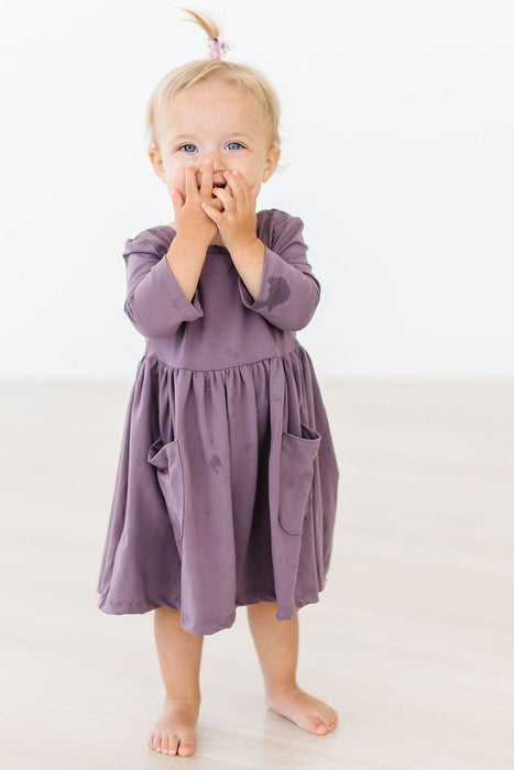 Vintage Violet 3/4 Sleeve Pocket Twirl Dress