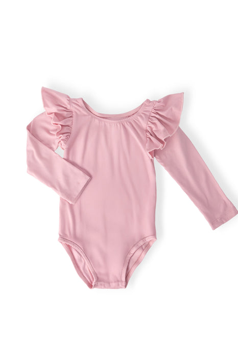Vintage Pink L/S Flutter Sleeve Leotard