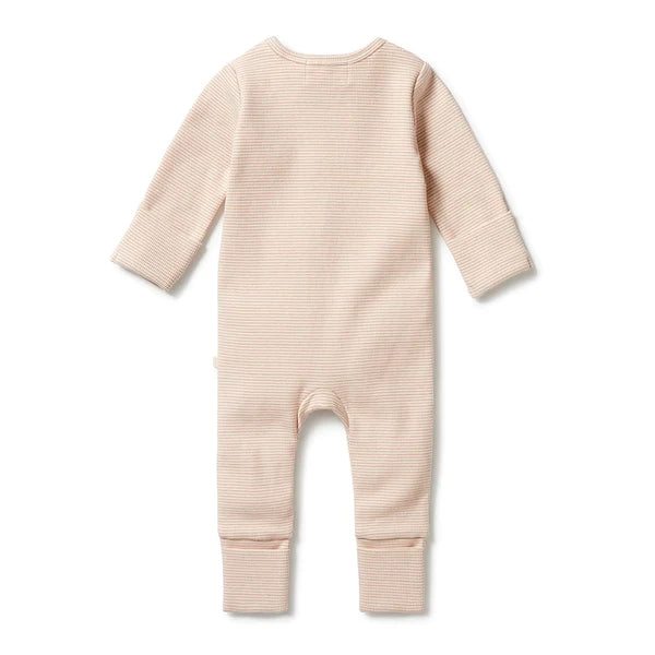 Rose Organic Cotton Ribbed Convertible Sleeper/Romper