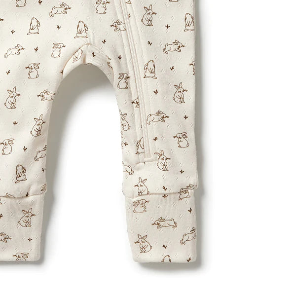 Bunny Love Organic Cotton Pointelle Convertible Sleeper/Romper