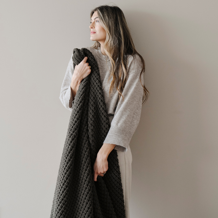 WAFFLE KNIT THROW BLANKETS