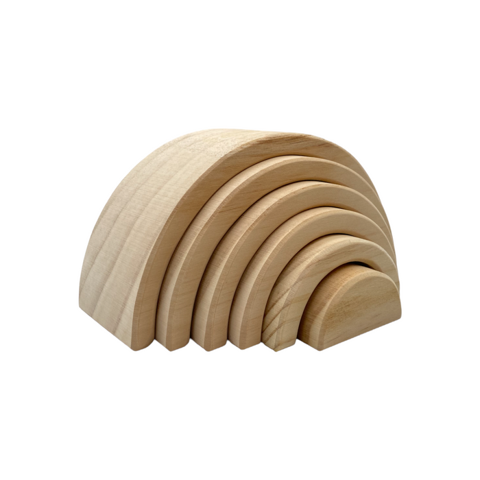 6 Pcs Small Rainbow Stacking Blocks in Natural Color
