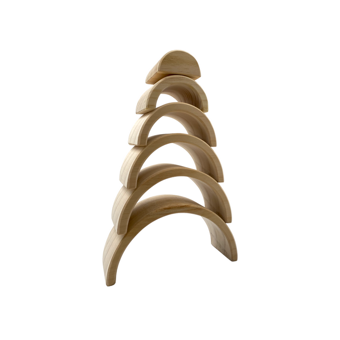 6 Pcs Small Rainbow Stacking Blocks in Natural Color