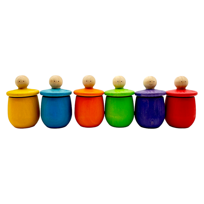 Set of 6 Stained Little Things Wooden Treasure Boxes – Primary Rainbow Colors