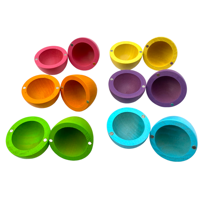6 Pcs STAINED Magnetic Wooden Eggs in Pastel/Macaron Colors