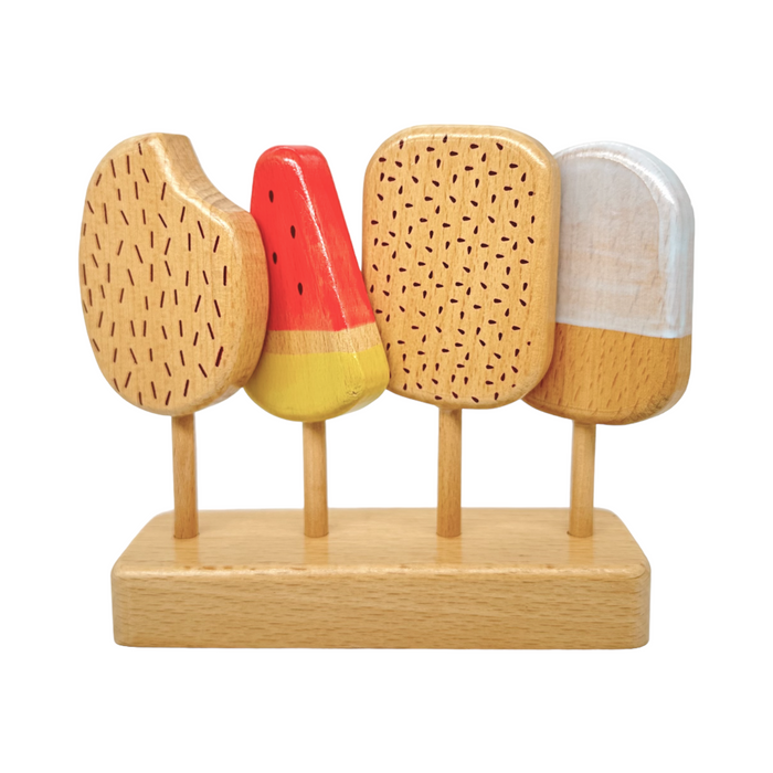 10-Piece Wooden Popsicle & Pastry Pretend Play Set | Ice Cream & Cookies Shop