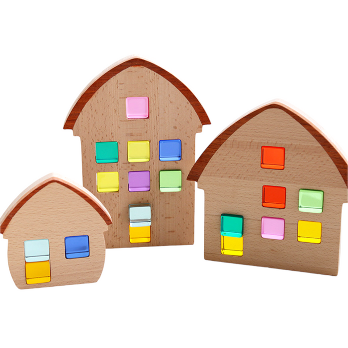 3-Piece Wooden Window Houses with Darker Roofs