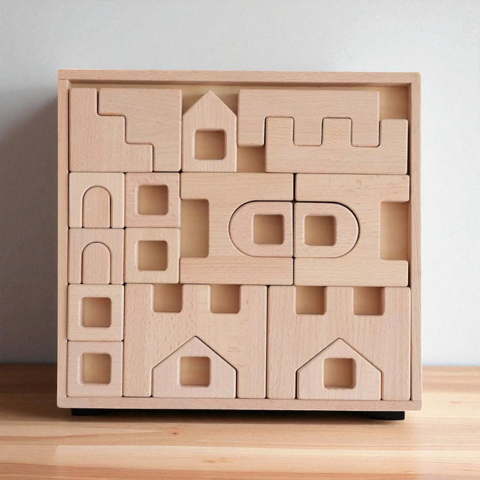 Natural Wooden Architectural Building Blocks – 21 or 26 Piece Set