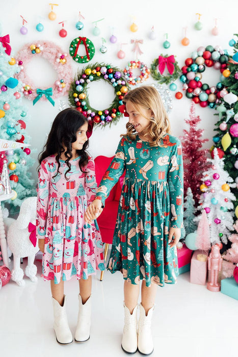 Western Wonderland L/S Pocket Twirl Dress