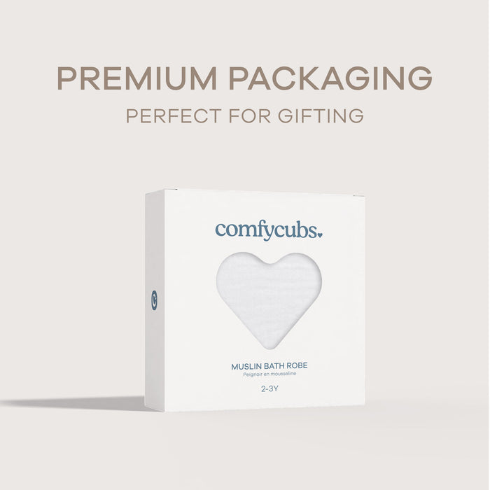 Muslin Bath Robe for Kids in White