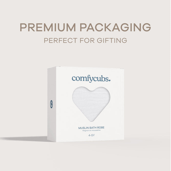 Muslin Bath Robe for Kids in White