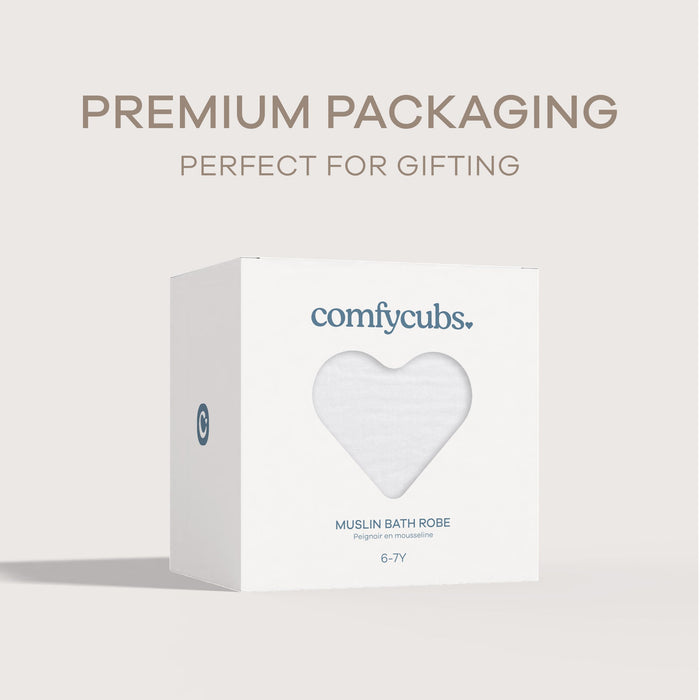 Muslin Bath Robe for Kids in White