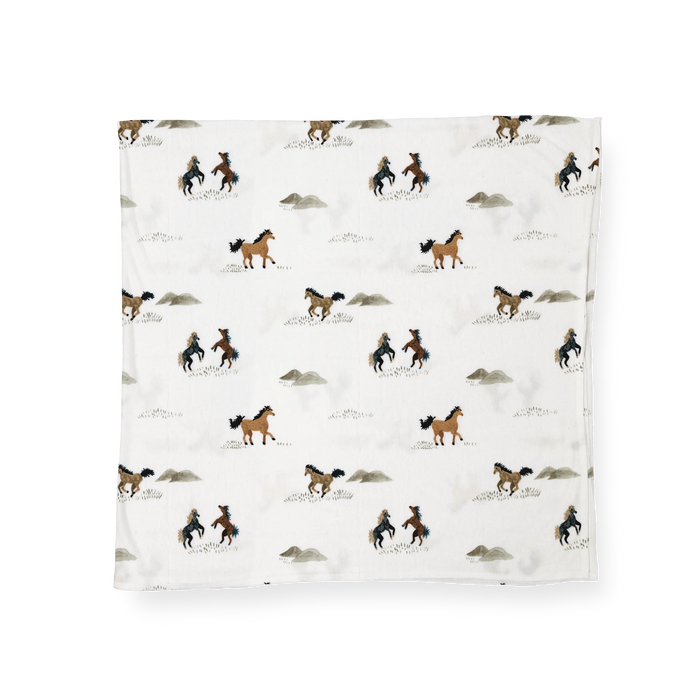 Stretch Knit Swaddle Blanket - Wild Horses