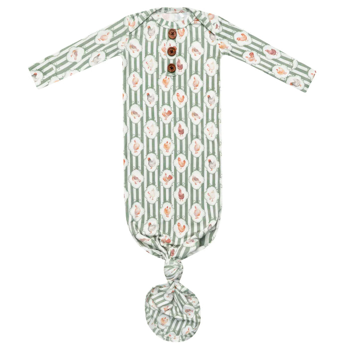 Wood Button Knotted Gown - Constance