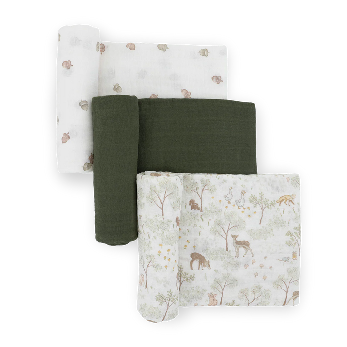 Cotton Muslin Swaddle 3 Pack Woodland Friends