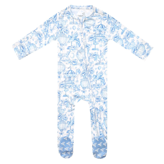Vintage Carnival Bamboo Zip Up Footie Pajamas